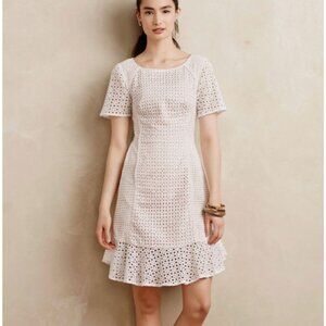 HD in Paris Anthropologie Georgia Eyelet Cotton White Dress Size 6